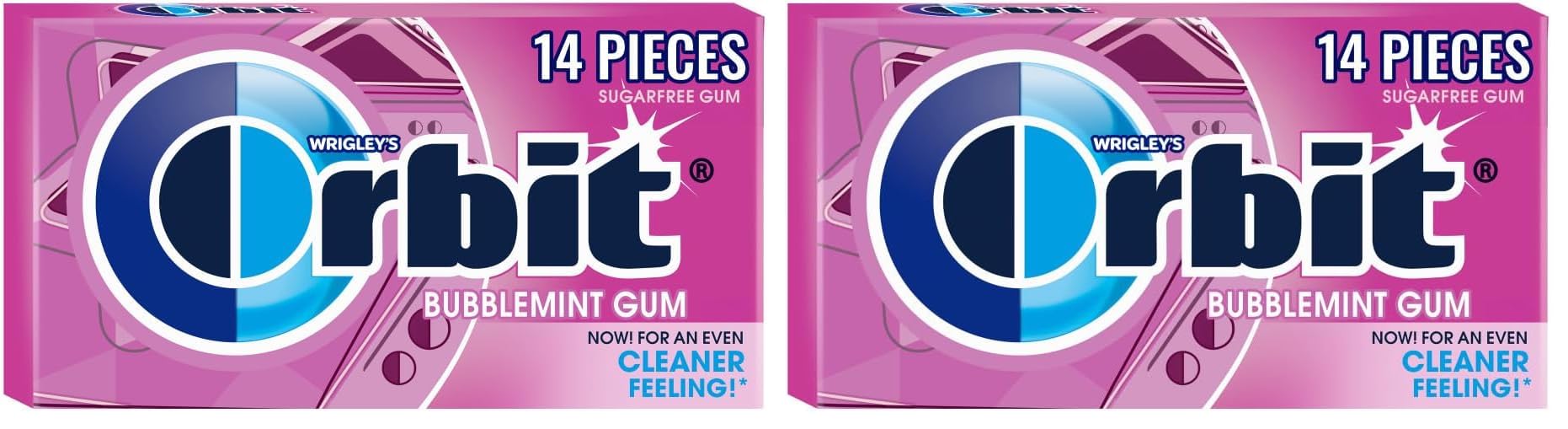 ORBIT Bubblemint Sugarfree Gum Single Pack, 14 Pieces (Pack of 2)