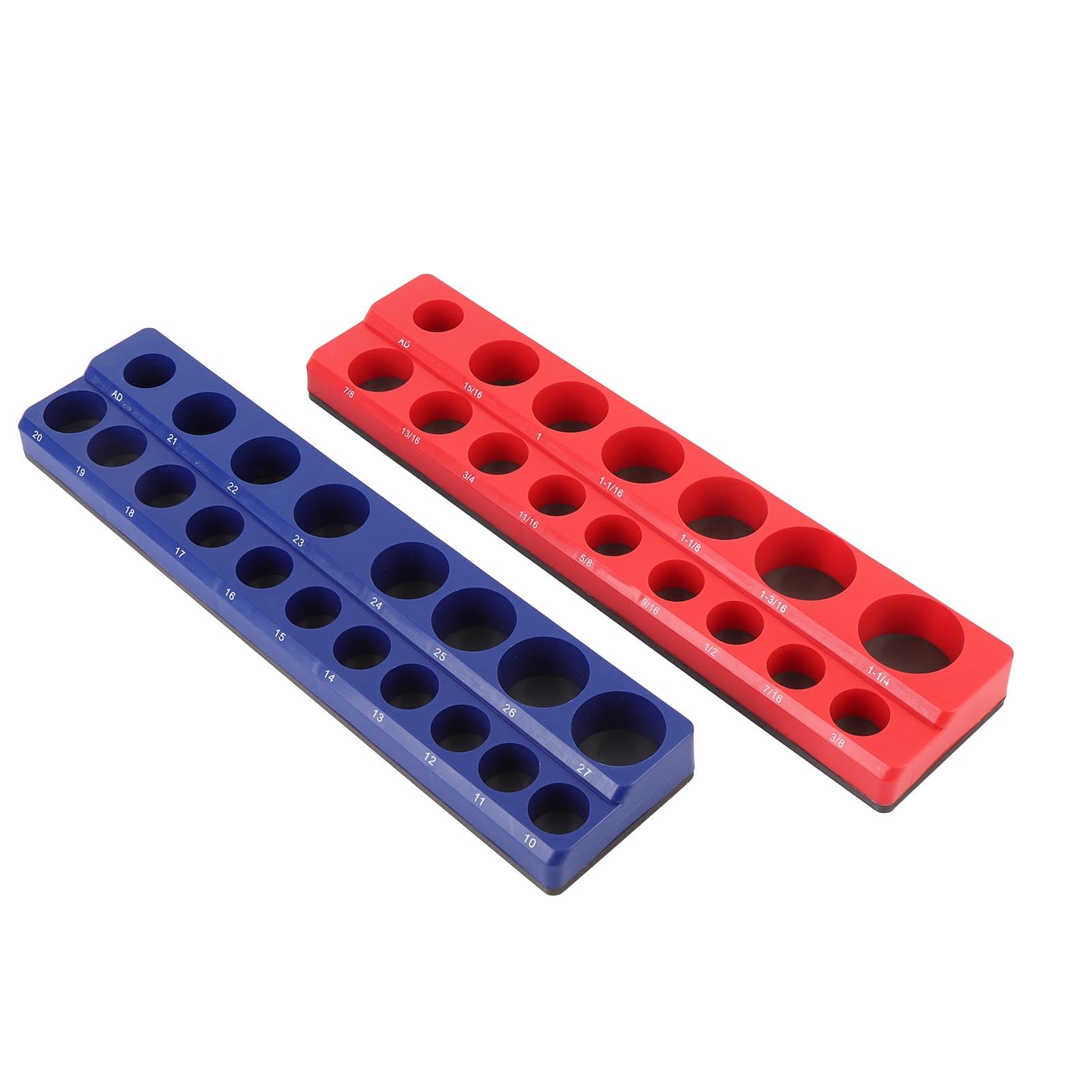 Aramox Soporte de Dado Magnético de 1/2 Pulgada Organizador de Dados de 1/2 Unidad Juego de Unidades con Capacidad para 35 Dados SAE Métricos con Imanes de Alta Resistencia para