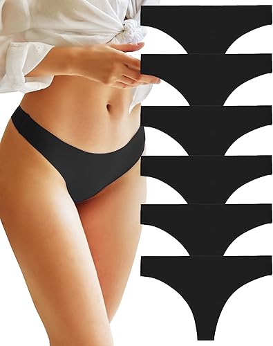 FINETOO Paquete de 6 tangas para mujer, sin costuras, hipster, de tiro bajo, transpirables, invisibles, ropa interior invisible, XS-XL
