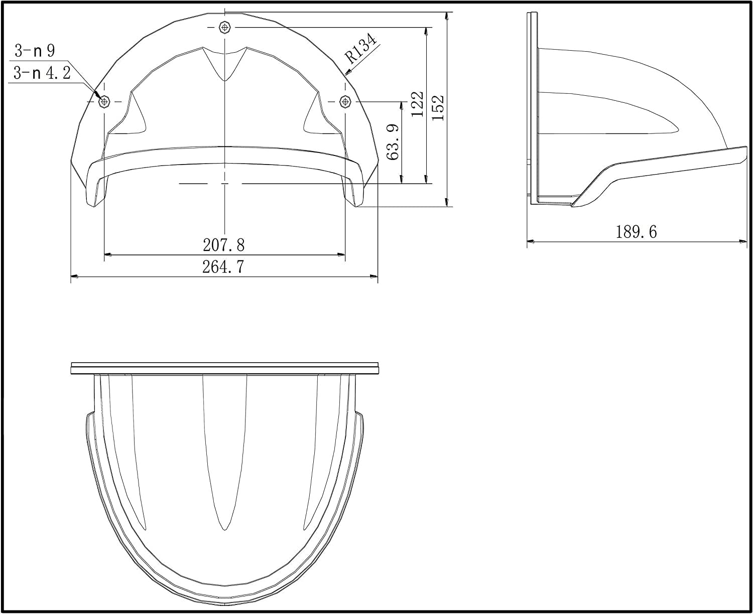 SDS DS-1250ZJ Lot de 3 protections universelles pour caméra d'extérieur Nest/Ring/Dôme/Bullert Noir