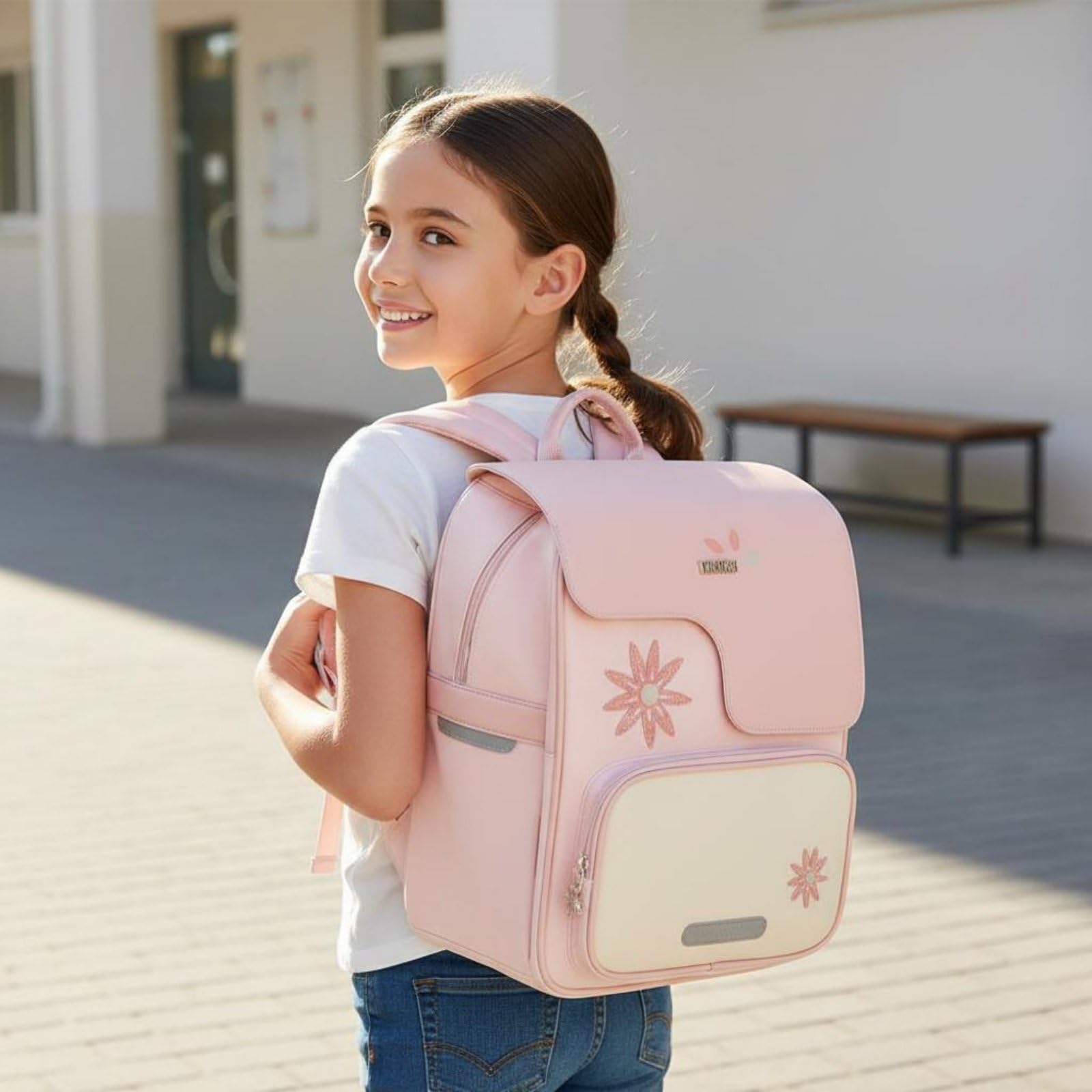 Zaino Scolastico Bambini Zainetto Scuola Zaino Studente Cartella Ragazzi con Design Leggero Riduci Carico E Grande Capacità in Microfibra Nylon, Array, Nero E Marrone