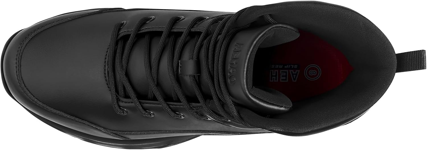 Non Slip Work Boots for Men Slip Resistant Shoes Food Service Chef Kitchen Waterproof Restaurant Working Boots Casual Leather Outdoor Walking Booties