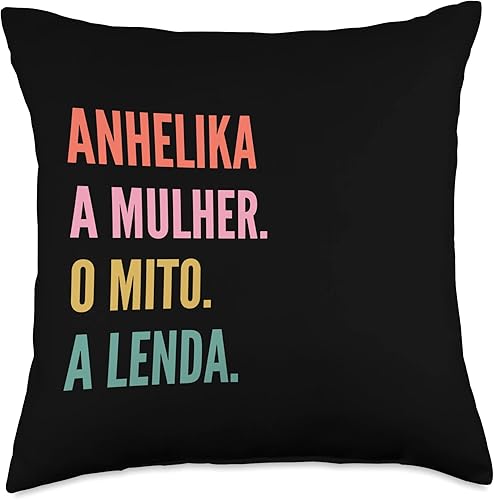 Designs De Nomes Engraçados Para Mulher Funny Portuguese First Name Design-Anhelika Throw Pillow 18x18 Multicolor Designs De Nomes Engraçados Para Mulher Funny Portuguese First Name Design-Anhelika Throw Pillow 18x18 Multicolor