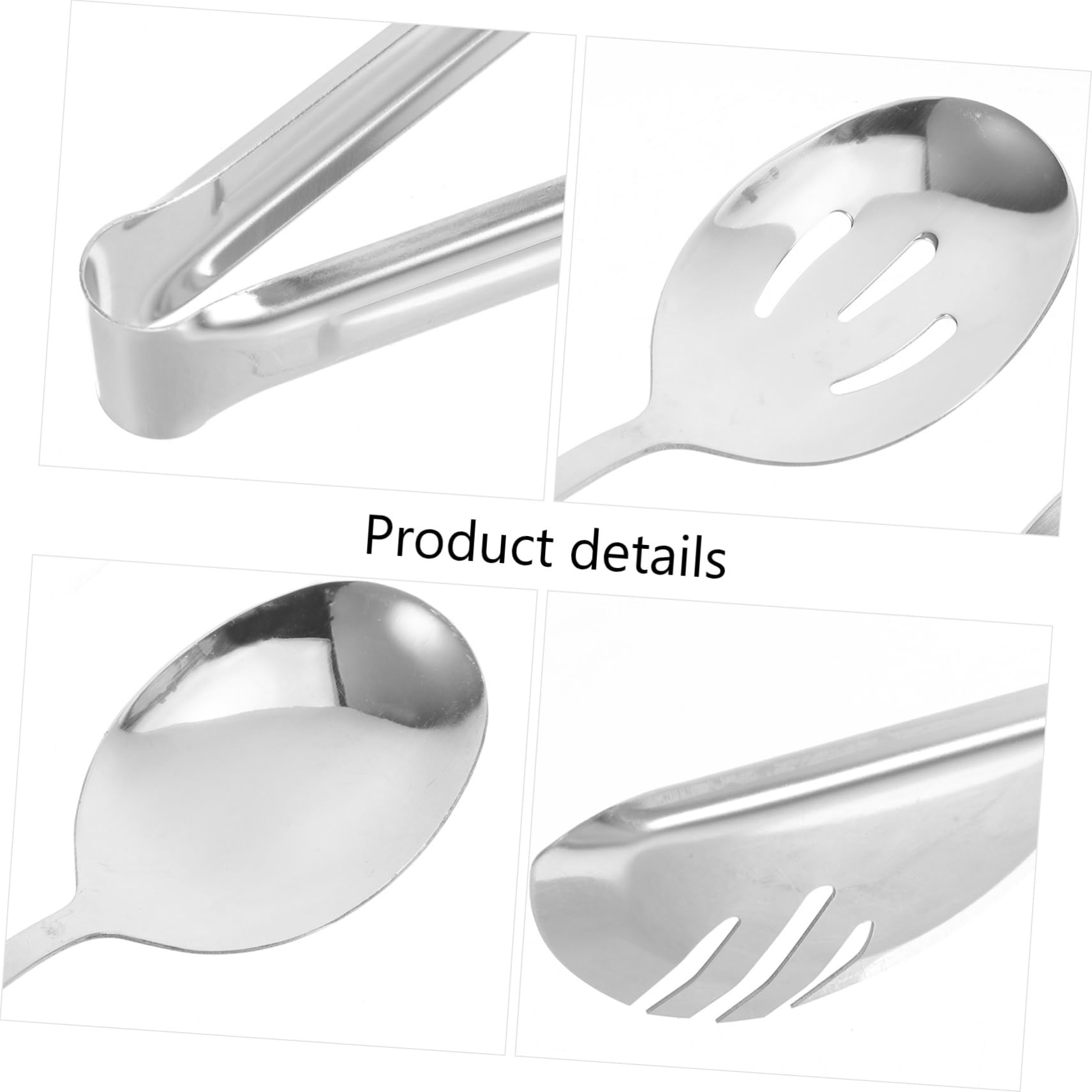 Juego de Utensilios de Acero Inoxidable de 18 Piezas Plata | Cucharas Ranuradas, Pinzas y Cucharón, Servicio para Banquetes Bodas, Catering y Restaurantes