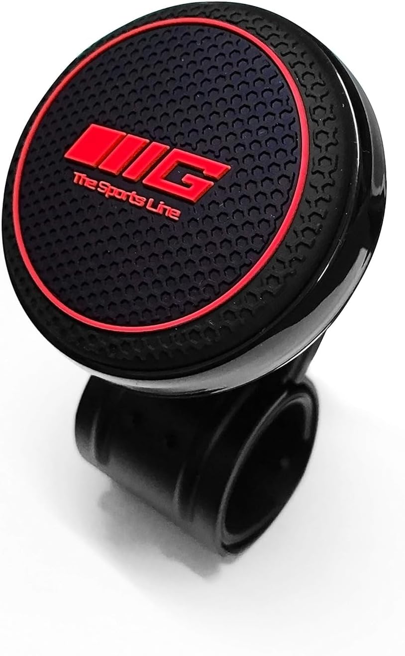 STARX Universal Steering Wheel Spinner Knob | Auxiliary | Booster | Aid | Control | Handle | Car Steering Wheel Strengthener | Auto Spinner Knob (Red-Black)
