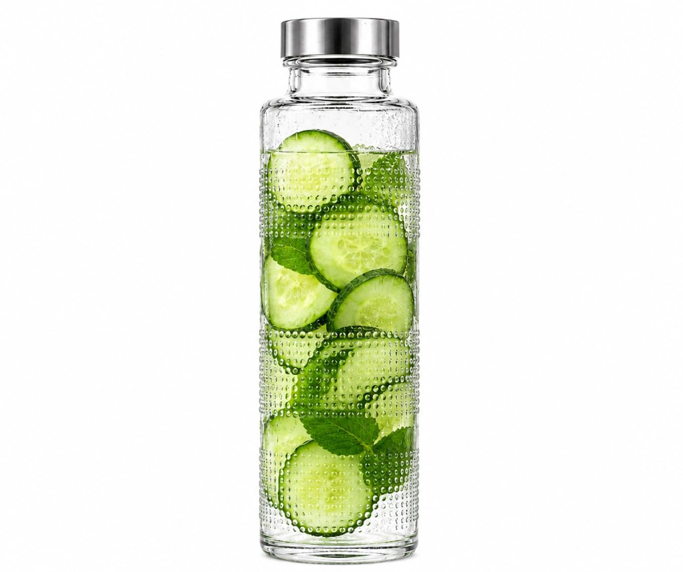 750 mL Glass Water Bottles with Stainless Steel Caps | Leakproof Reusable Drinking Bottles | Dot Textured Design | BPA-Free Glass | Ideal for Water, Juice & Infused Drinks | Pack of 1-image-7