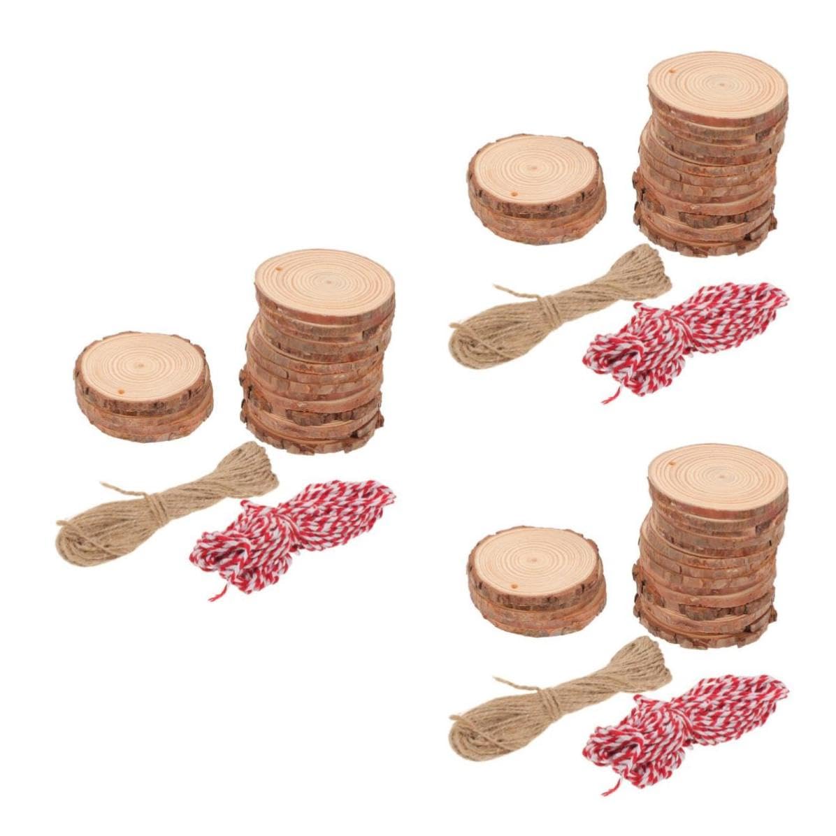 90 Stück Unbehandelte Holzscheiben mit Loch für Bastelarbeiten