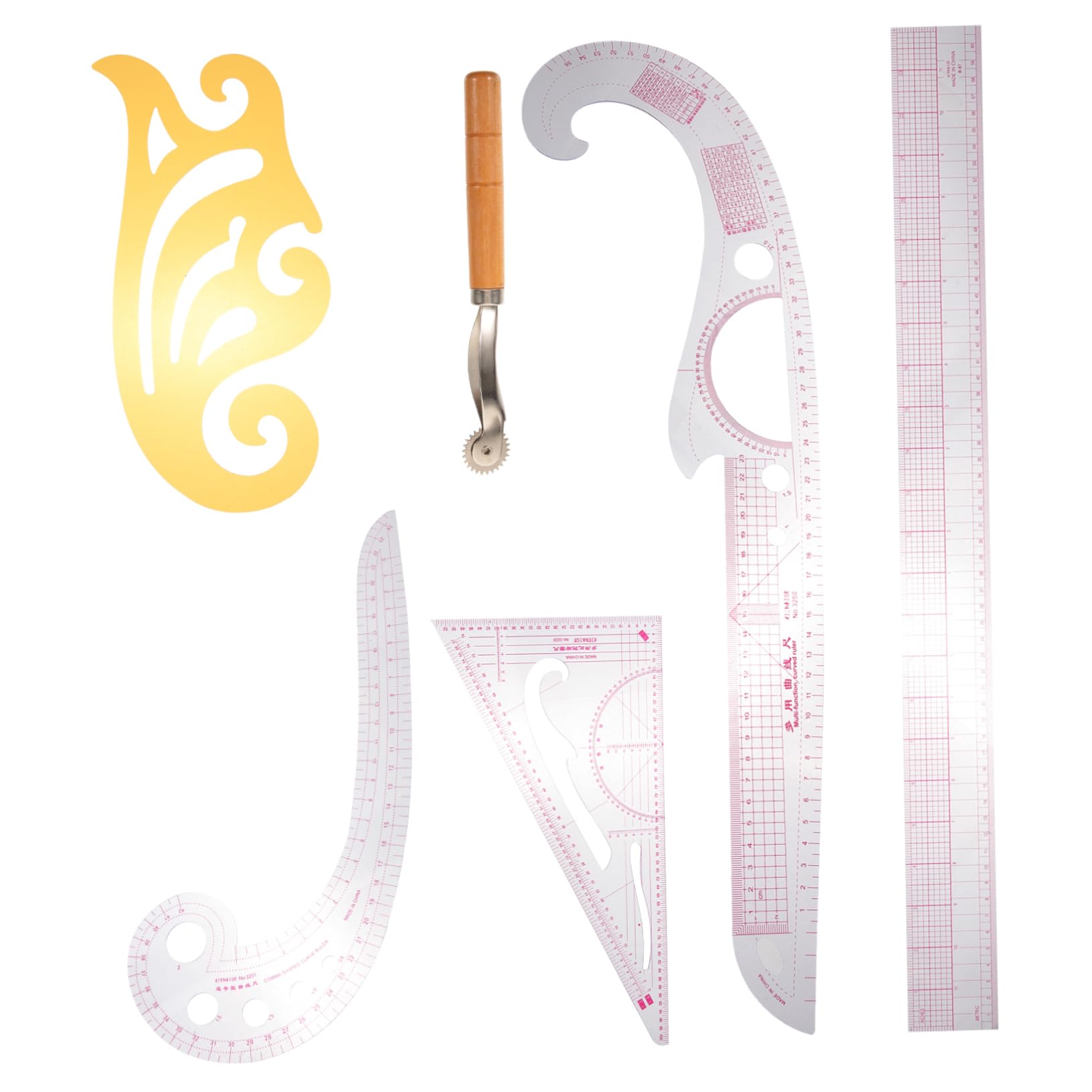 HOMSFOU 1Set Multi Functional Sewing Ruler French Curve Ruler for Pattern Making for Tailoring Drawing and Cutting Durable Materials with Scales