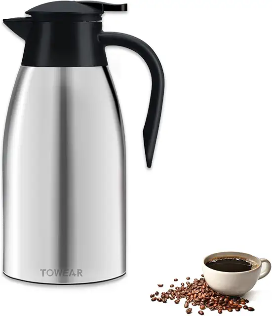 Pichet Isotherme 2L Thermos Café Acier Inoxydable Double Paroi