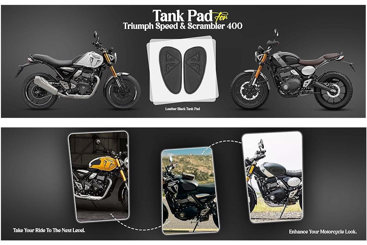 G-GANRAZO GENUINE LEATHER BLACK TANK PAD COMPATIBLE WITH TRIUMPH
