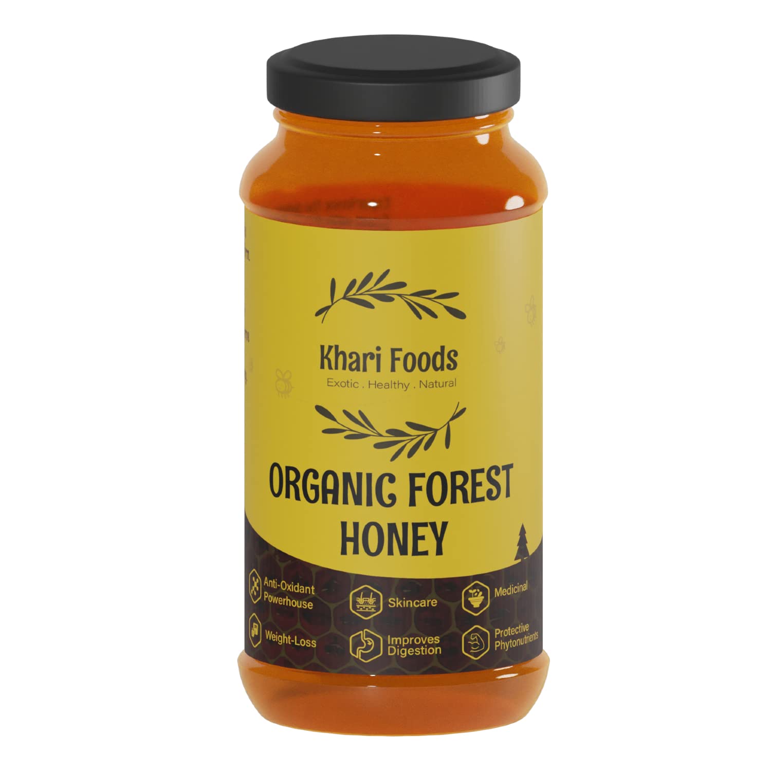 Khari Foods Raw Forest Honey 500g, NMR Tested, Pure & Natural, No Added Sugar, Unprocessed (500g)