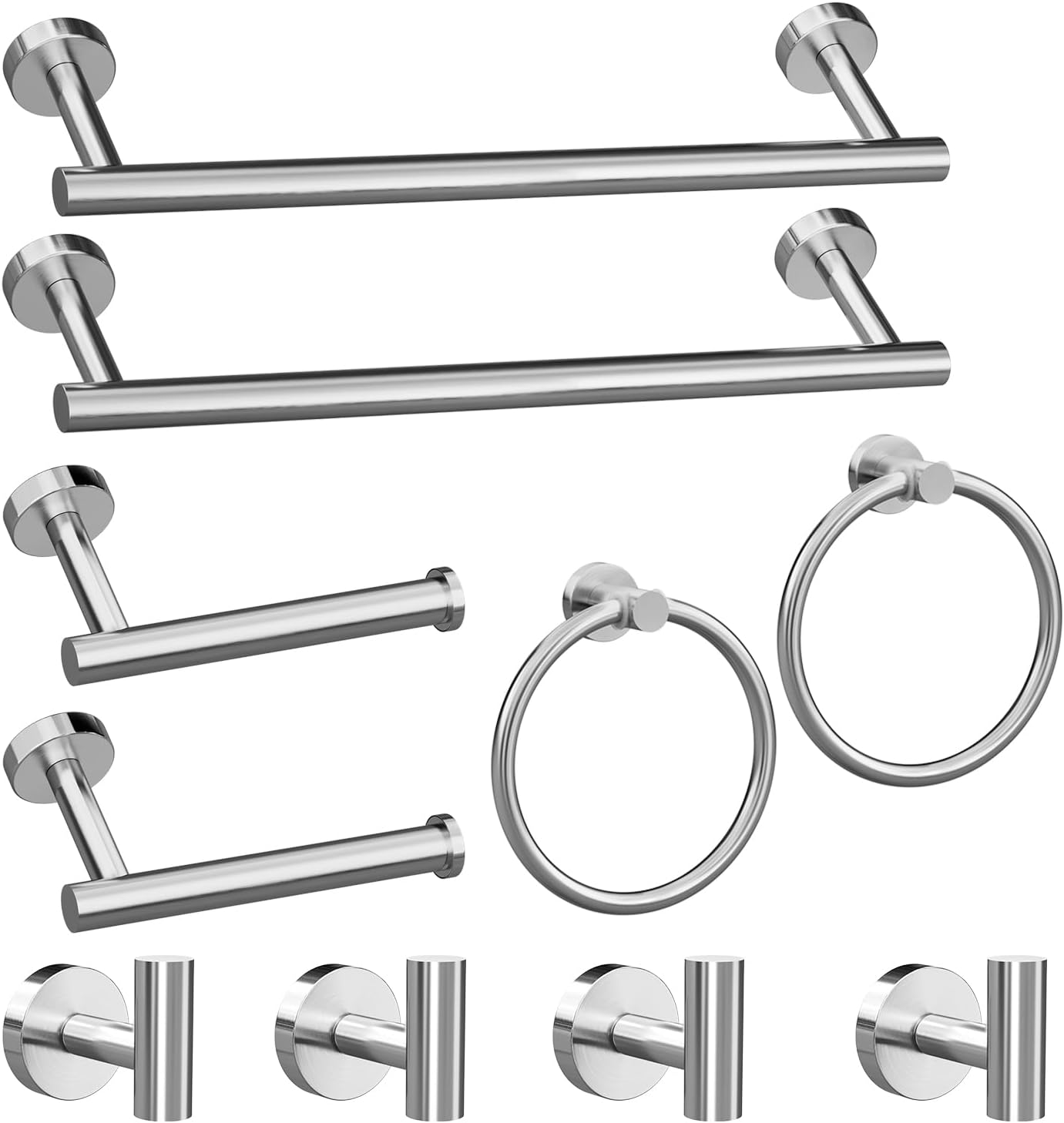 Brushed Nickel Stainless Steel 10-Piece Bathroom Hardware Set