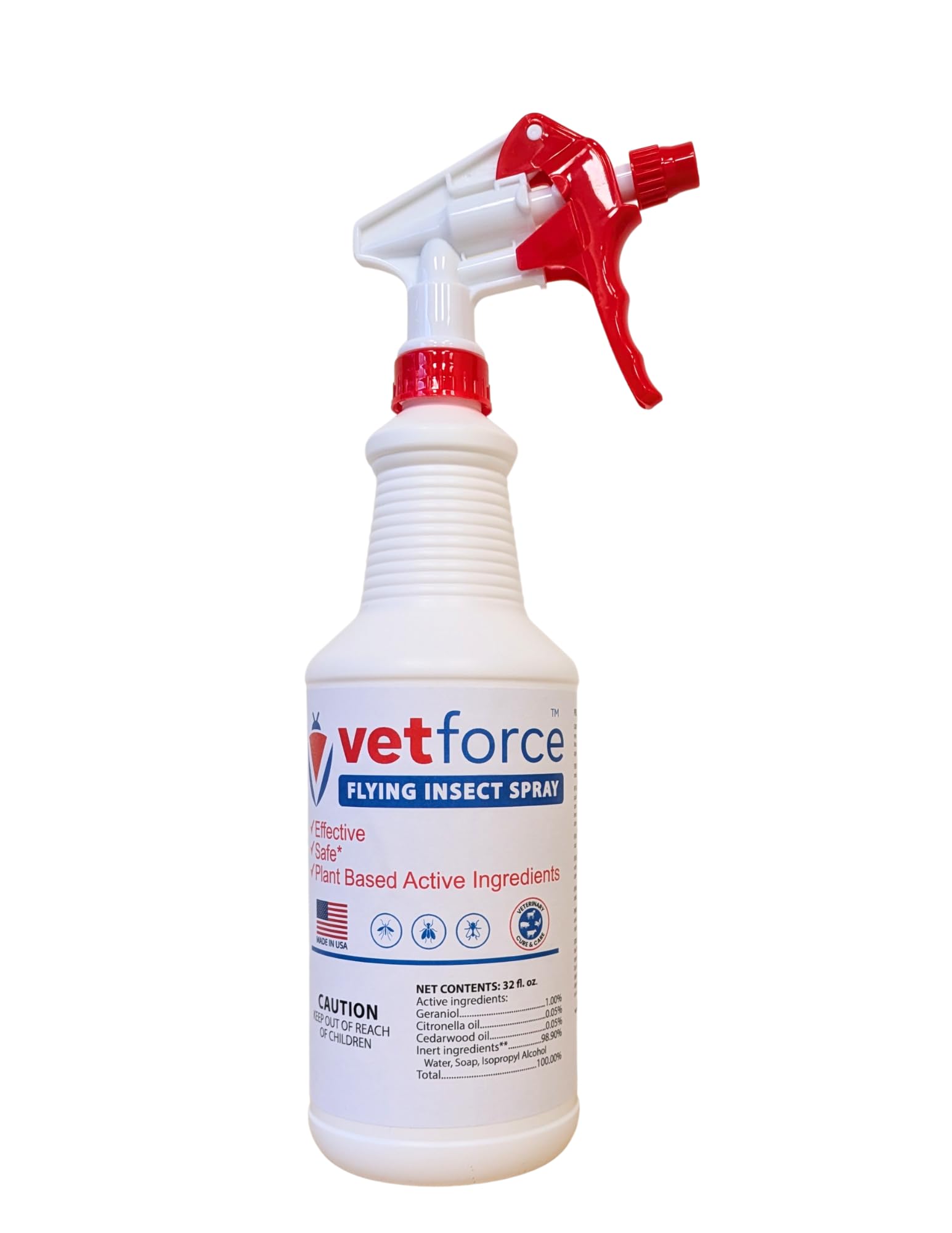VetForce Flying Insect Spray – Fast Action Formula – Broad Coverage Use – Plant-Derived Oils – Easy Spray Application – for Mosquitoes, Stable and House Flies – Gentle Around Animals – 32 oz