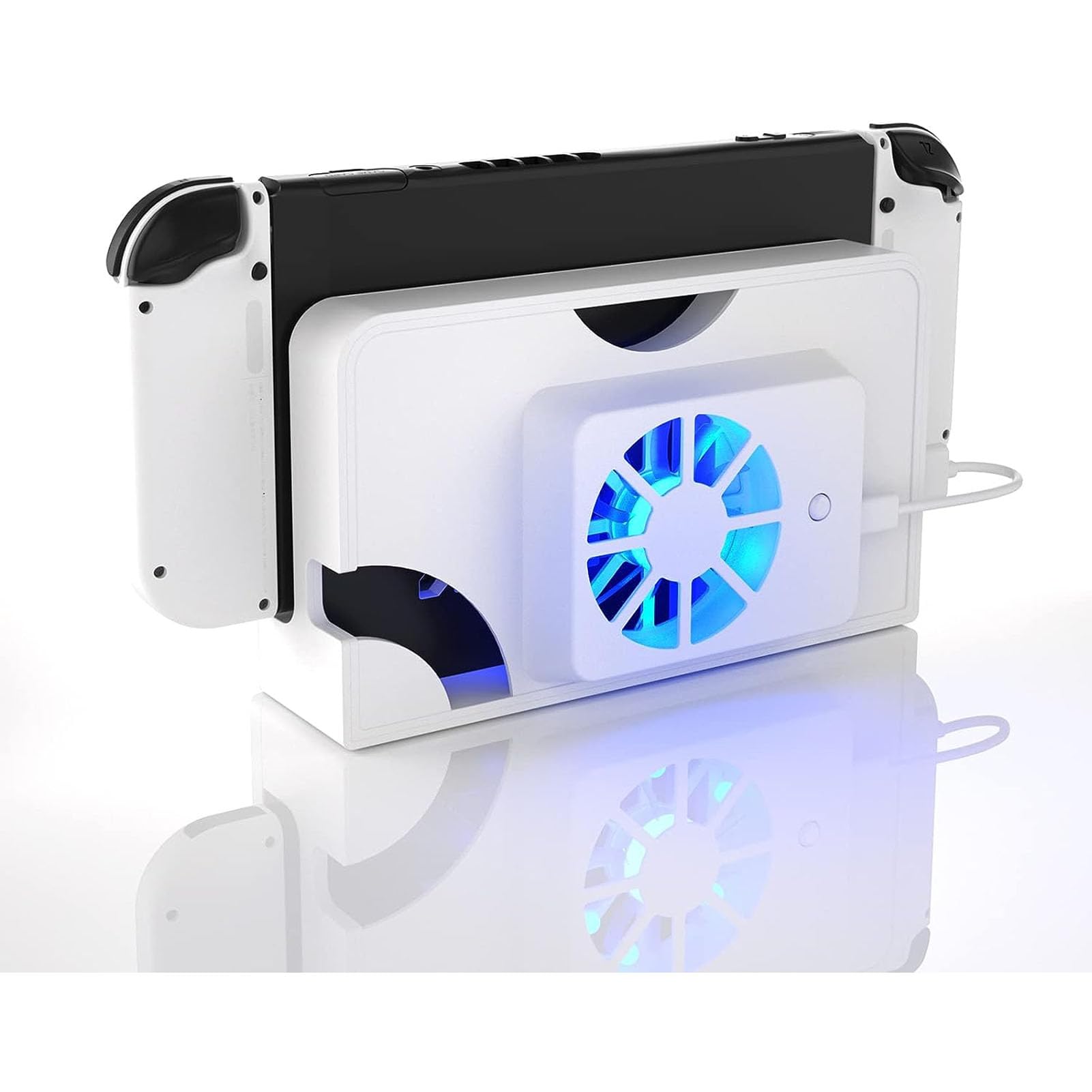 Super Szybki Wentylator Chłodzący do Stacji Dokującej OLED, Zamiennik Chłodnicy do Przełącznika OLED z 3000 ± 10% R/min LED Light Turbo Wentylator do Chłodzenia Konsoli do
