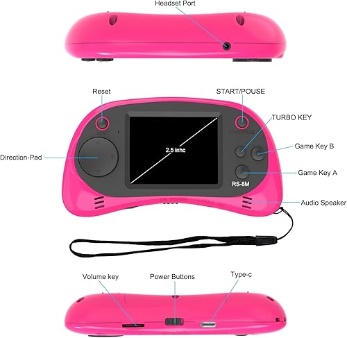 Miniatura 4 de Reproductor de videojuegos portátil de mano para niños con 200 juegos, pantalla de 16 bits de 2.5 pulgadas, mini máquina electrónica retro para