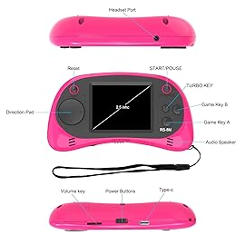 EASEGMER 16 Bit Kids Handheld Games Built-in 220 HD Video Games, 2.5 Inch Portable Game Player with Headphones - Best Travel Electronic Toys for Kids Age 3-10 Years Old Children (Pink)
