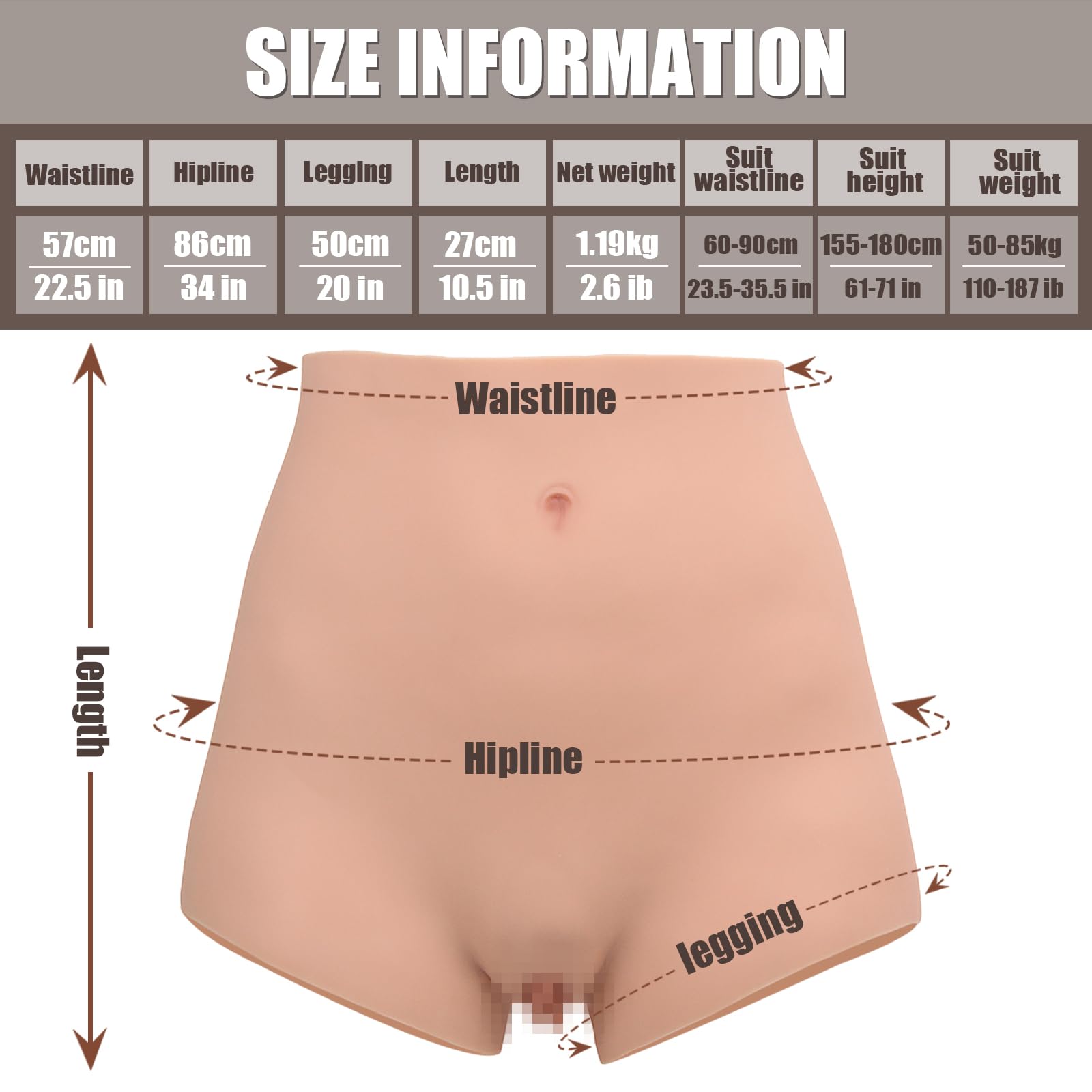 Silikon Höschen für Crossdresser Silikon Fake Butt Pants Hip Enhancer Apparel Männlich bis Weiblich Transgender Drag Queen