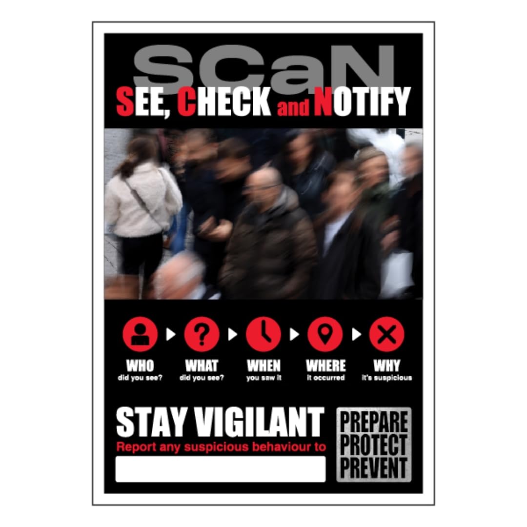Bleedsave SCaN Poster - Report Suspicious Behaviour 297 x 420 mm (A3) - Standard 0.2mm Flexi-Plastic