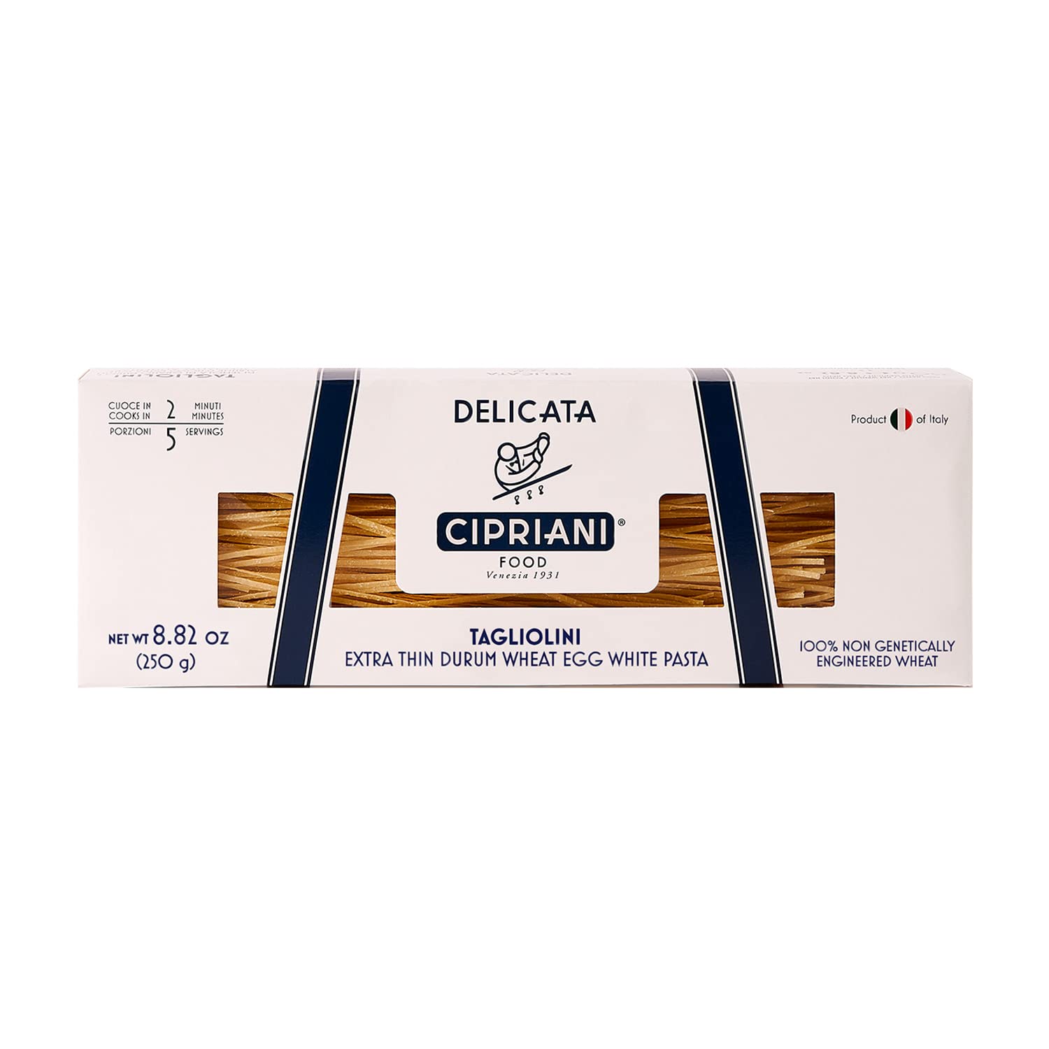 Cipriani Food Tagliolini Egg Pasta Noodles - USDA Organic Italian Pasta, Extra Thin Egg Noodle from Italy, Non-GMO & Kosher - 250 Gram (Pack of 2)