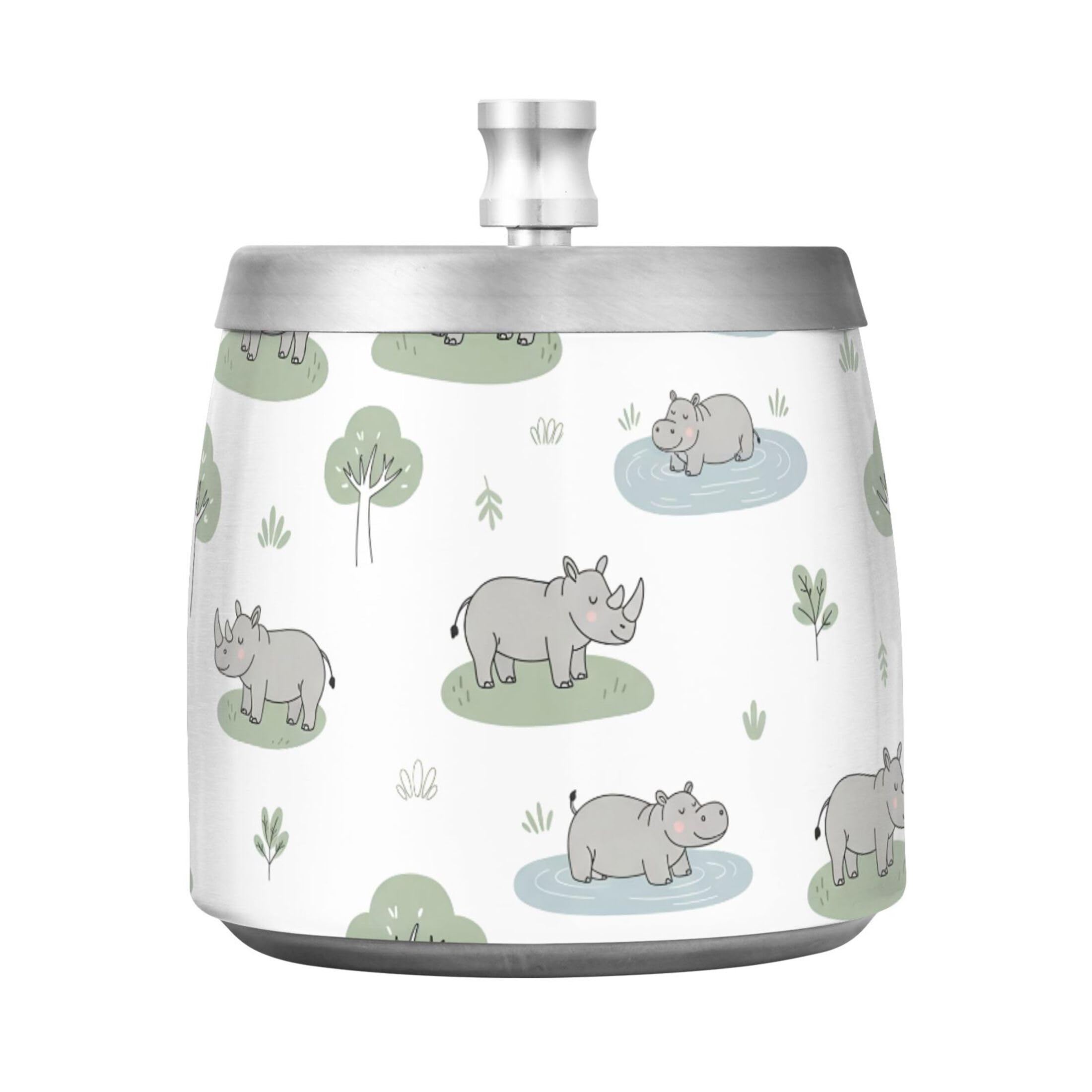 Kutsu Hippo Ashtray for Cigarette, Smokeless Odorless Ash Tray Stainless Steel for Home Office, Anti-Slip Ashtray with Lid for Outdoor Balcony