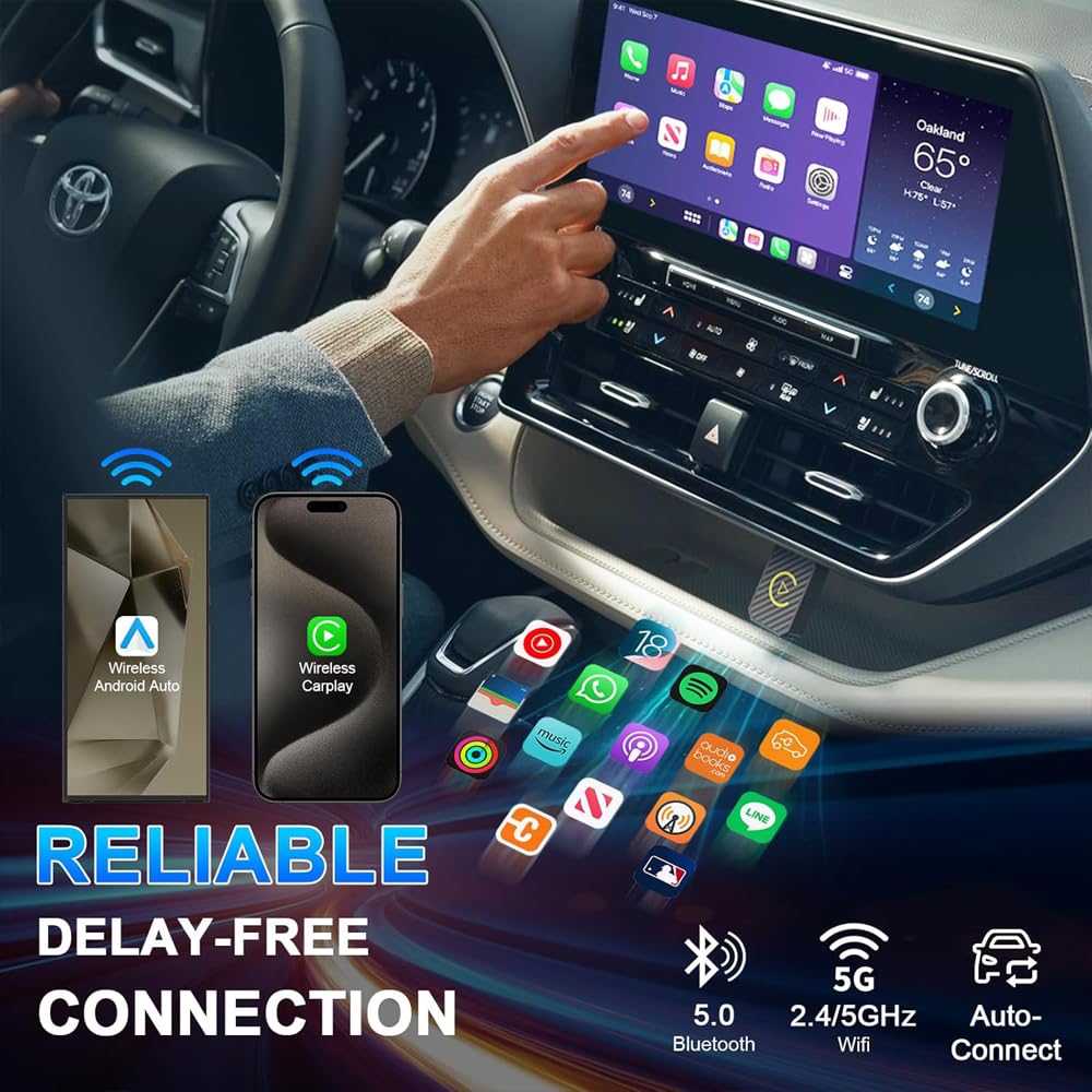 Adaptateur CarPlay sans fil pour voiture | USB C/WIFI / Bluetooth - Conversion sans fil de câble | Plug & Play | Compatible avec iPhone iOS 10+