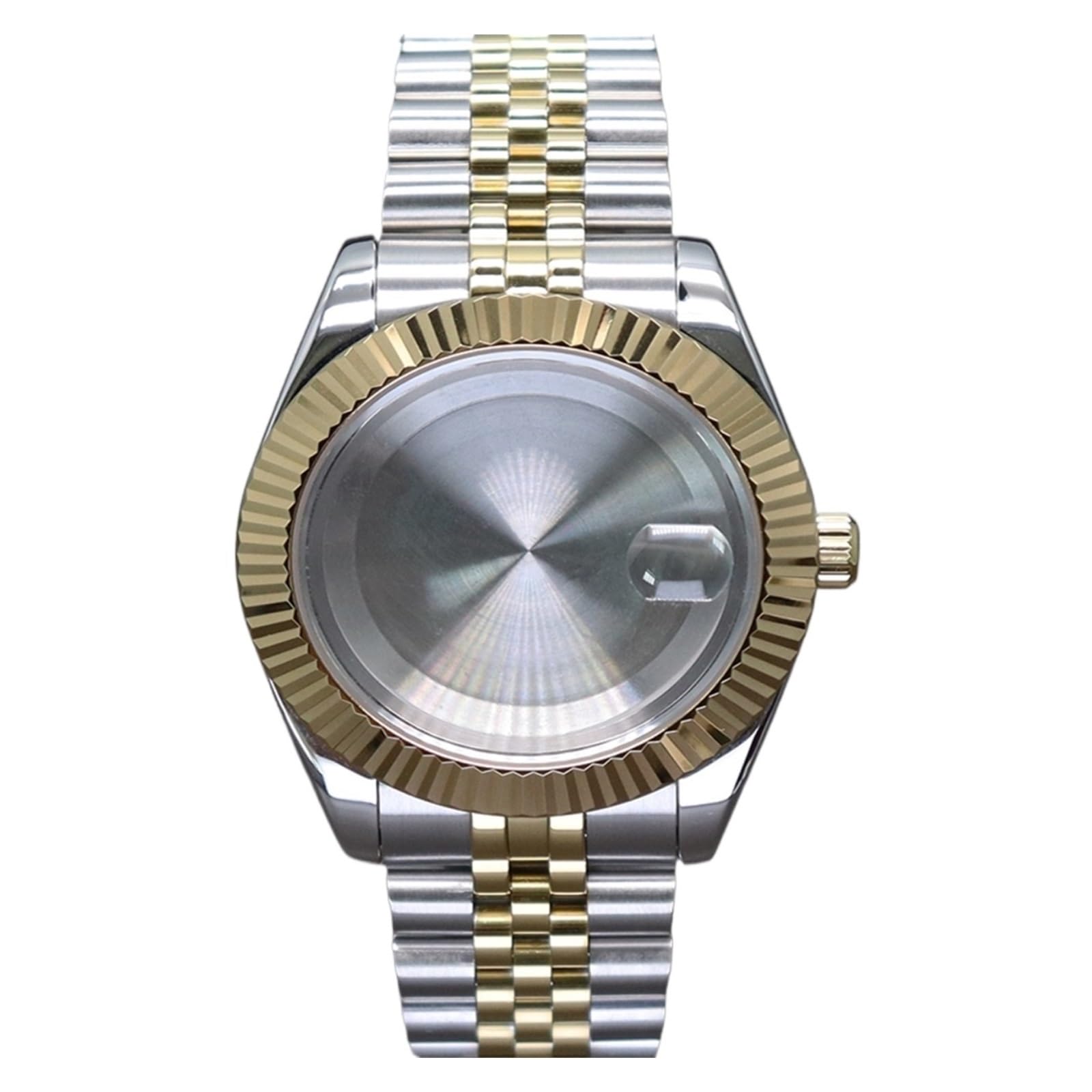 Cinturino per cassa dell'orologio scanalato oro argento 36/40 mm quadrante 28,5 mm vetro zaffiro compatibile per Nh35/36 Miyota 8215