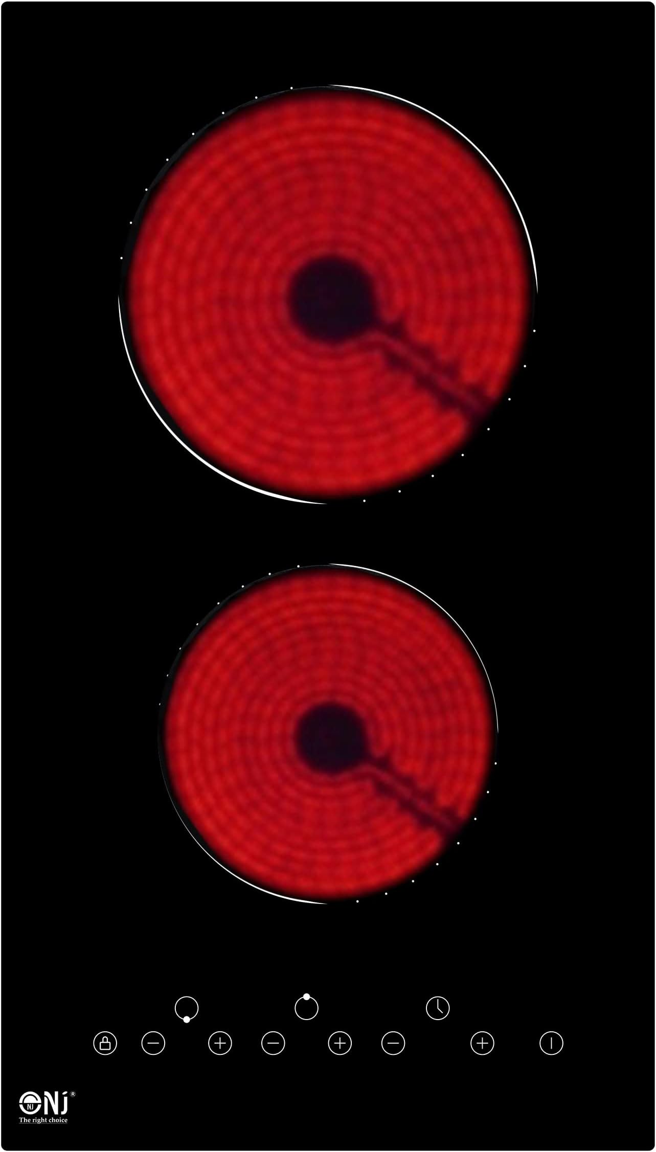 COVERCOOK Ceramic Hob 30cm, Plug in 2 Zones Electric Hob, Domino