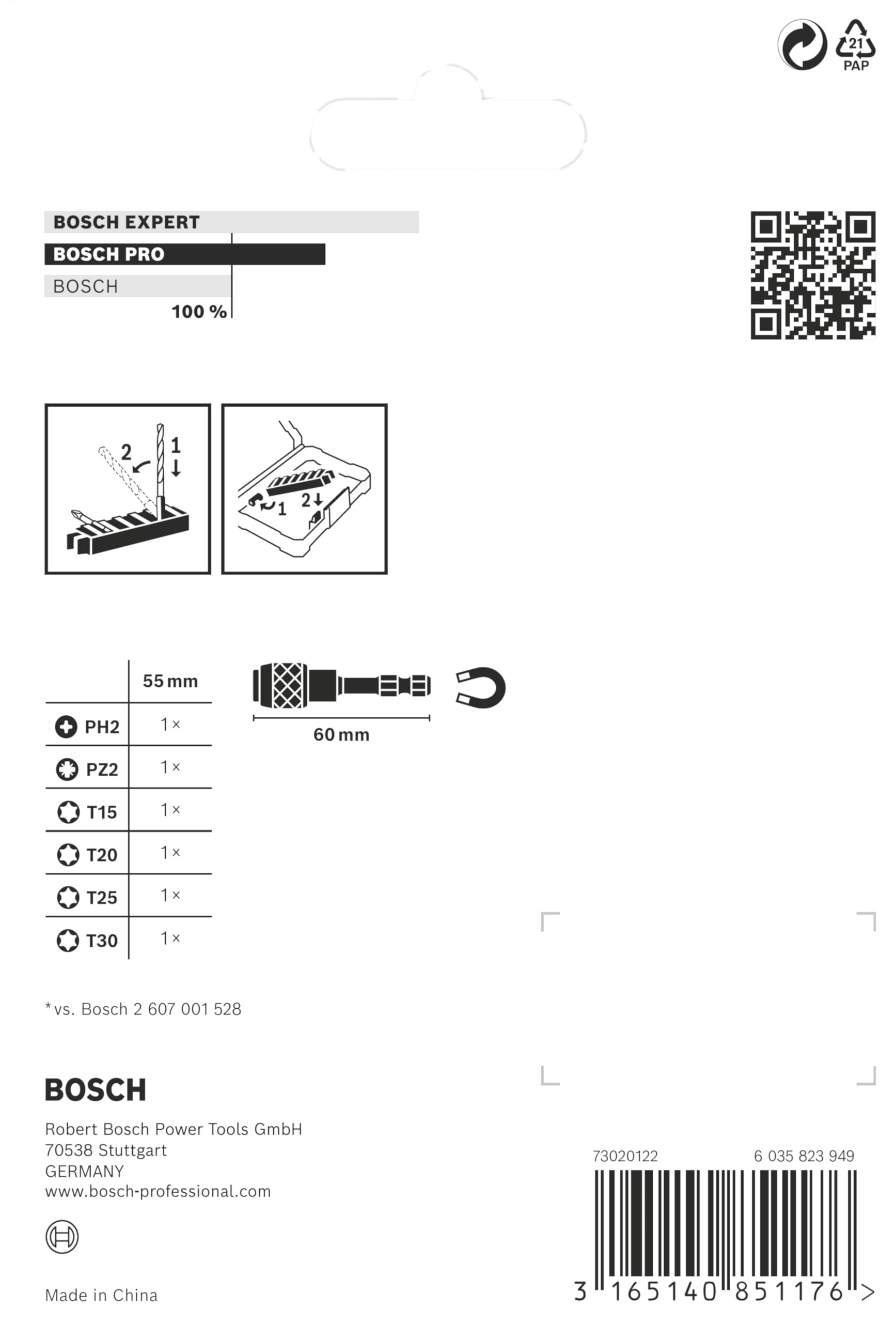 Bosch Professional 7 uds. Punta de Atornillar (Impact Control, T/PZ/PH Bits, Longitud 25mm, Quick Release, Pick and Click, Accesorio Atornilladores de Impacto)
