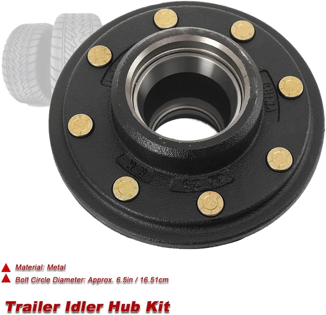 Trailer Hub Kits 8 Bolt Heavy Duty Trailer Axle 25580/14125A, 8-Hole 6.5 Bolt Circle Idler Hub for 7,000 lb Axle, 8 Lug Trailer Hub