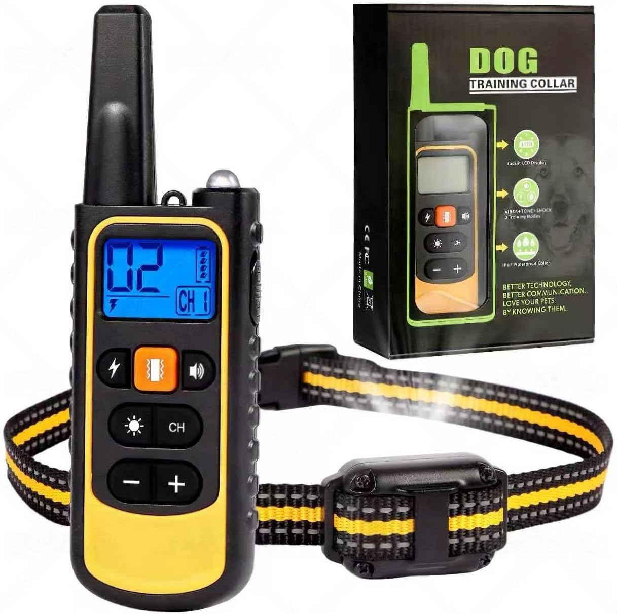 Waterproof Dog Shock Collar with Remote 3300 FT – 3 Modes Beep Vibrate Static, LED Light, 20-Level Adjustable, Rechargeable Training Collar for Small Medium Large Dogs 8-120 lbs