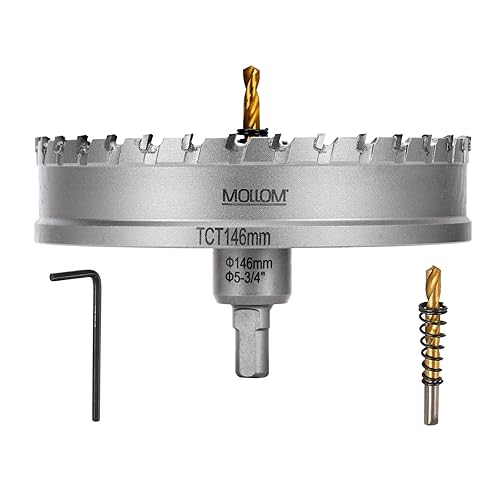 Miniatura 116 de Mollom Sierra perforadora de carburo resistente (2-1/2 pulgadas 2.520 in) con 2 brocas piloto, corte de agujeros de acero inoxidable, acero suave