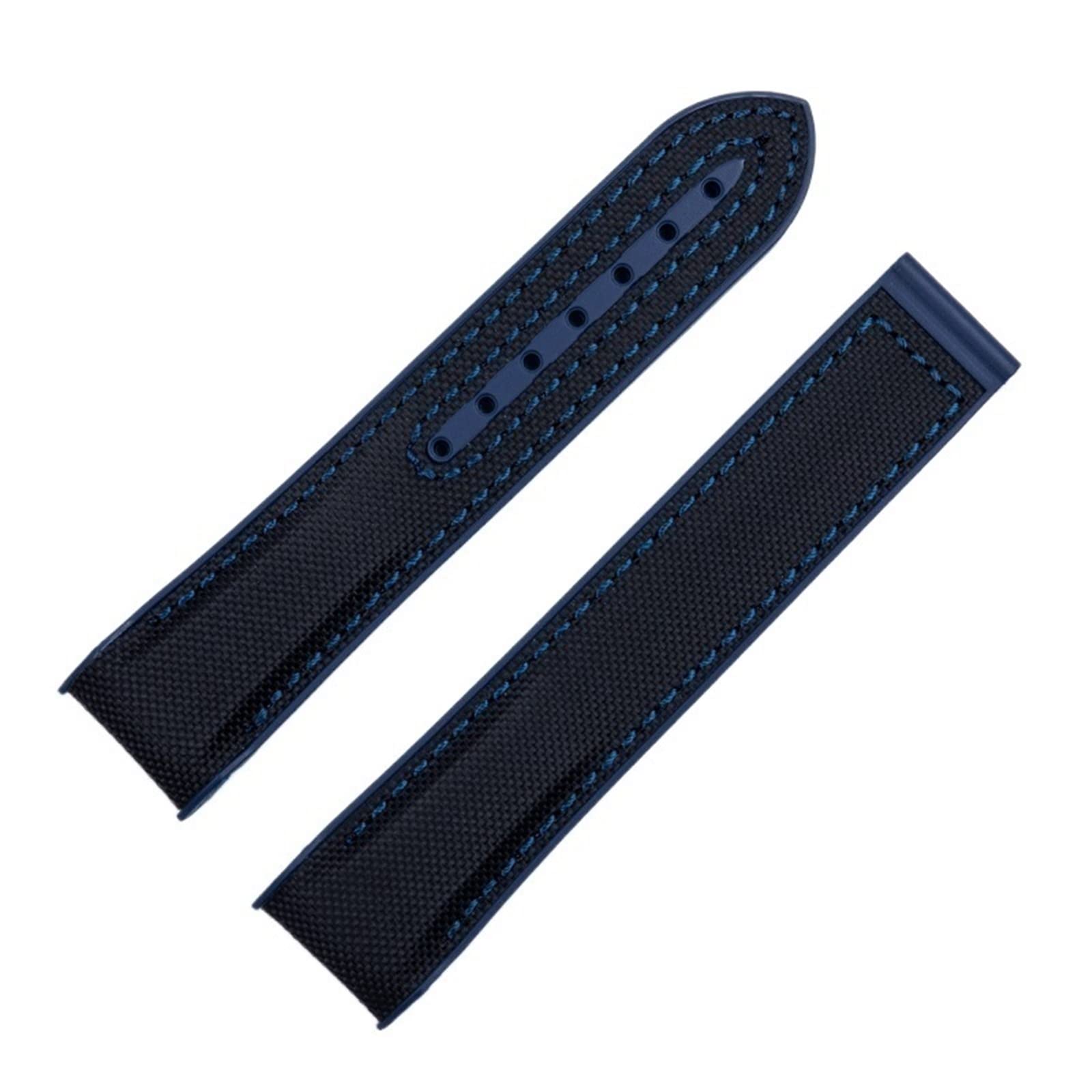 Bracelet montre nylon caoutchouc 20 mm 22 mm bleu pour fermoir déployant - 8