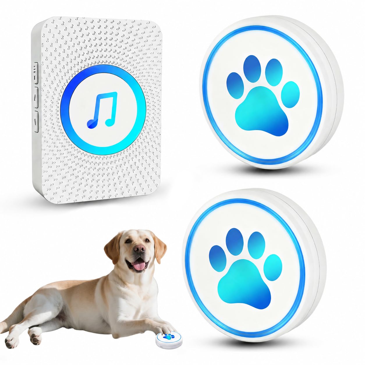 Yoiilifee Dog Door Bell for Potty Training, Smart Wireless Doggie Doorbell to Go Outside, 1000 Feet Long Range with IP65 Waterproof Super-Light Touch Button, 60 Melodies & Adjustable Volume (White)