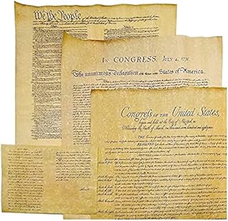 MOSKILA 4 Documents of Freedom - Authentic Reproductions on Antiqued Parchment: US Constitution, Declaration of Independence, Gettysburg Address and Bill of Rights
