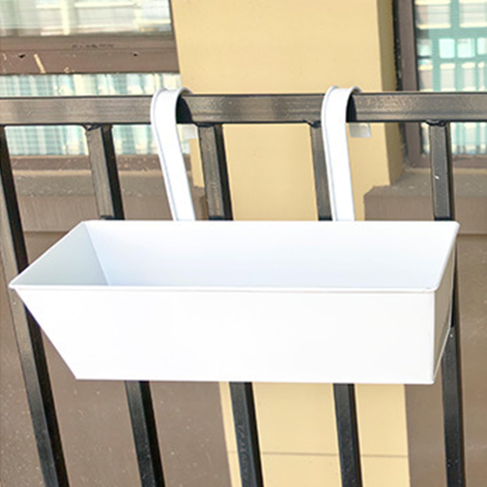 Cocoarm Metalowa Wisząca Donica 2 szt. Donica z metalową balustradą 16,3 X 5,5 X 4,9 Cala z Hakami Drenażowymi dla Użytkowników Balkonów, Ganków, Płotów Ogrodowych (Duży)