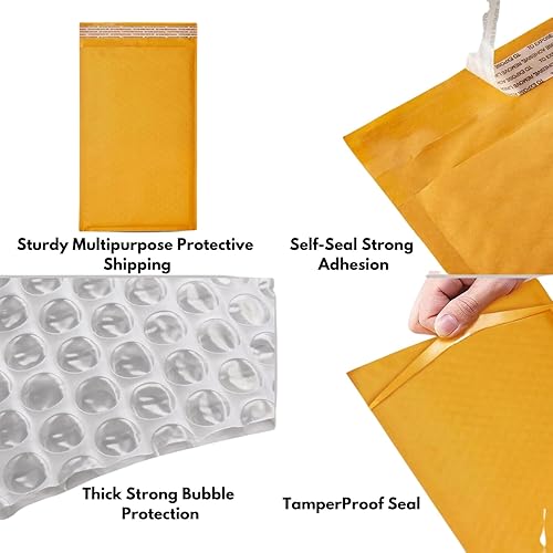 Miniatura 6 de IPACKNOW Paquete de 100 sobres de burbujas de estraza #1 de 7.25 x 12 pulgadas, sobres acolchados de papel kraft de 7.25 x 12 pulgadas, sobres