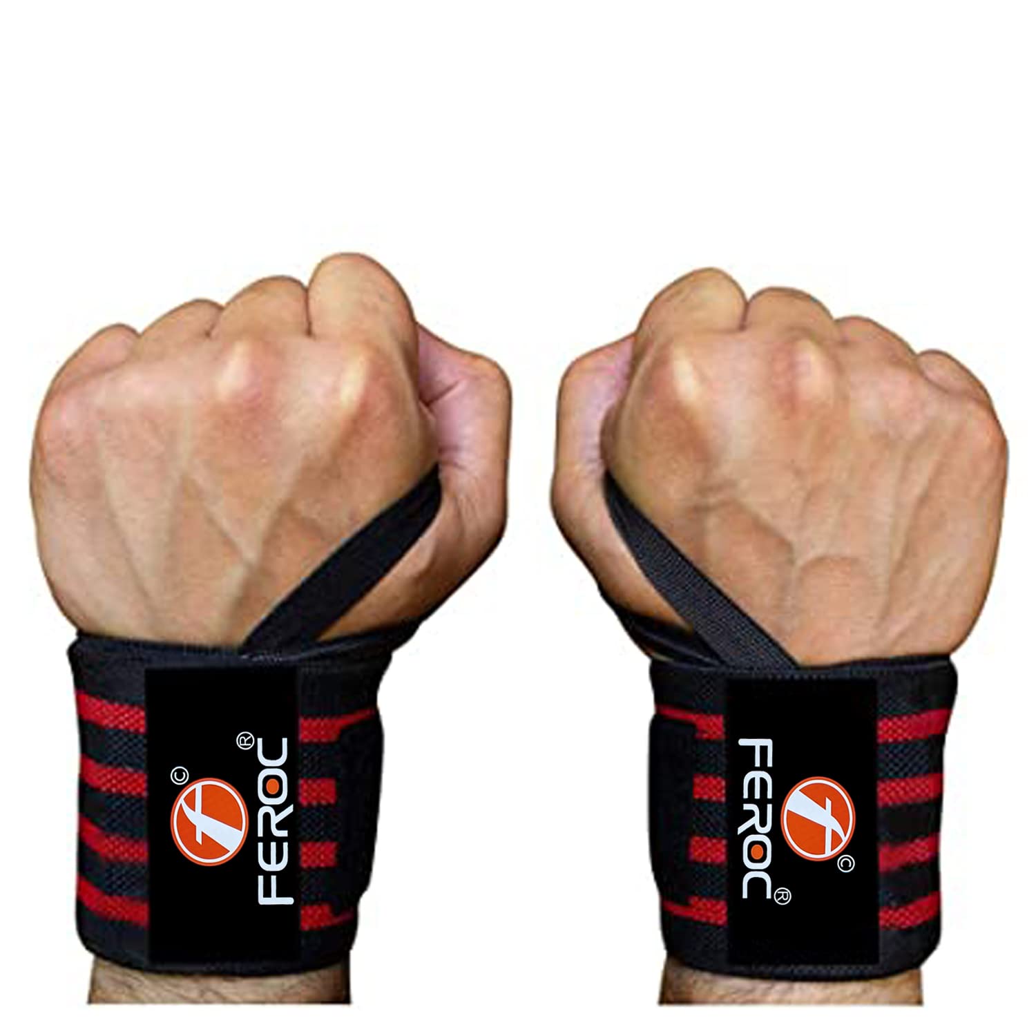 Feroc Professional Wrist Wrap Band, Wrist Strap for Gym and Fitness (RED Black)-picture-29