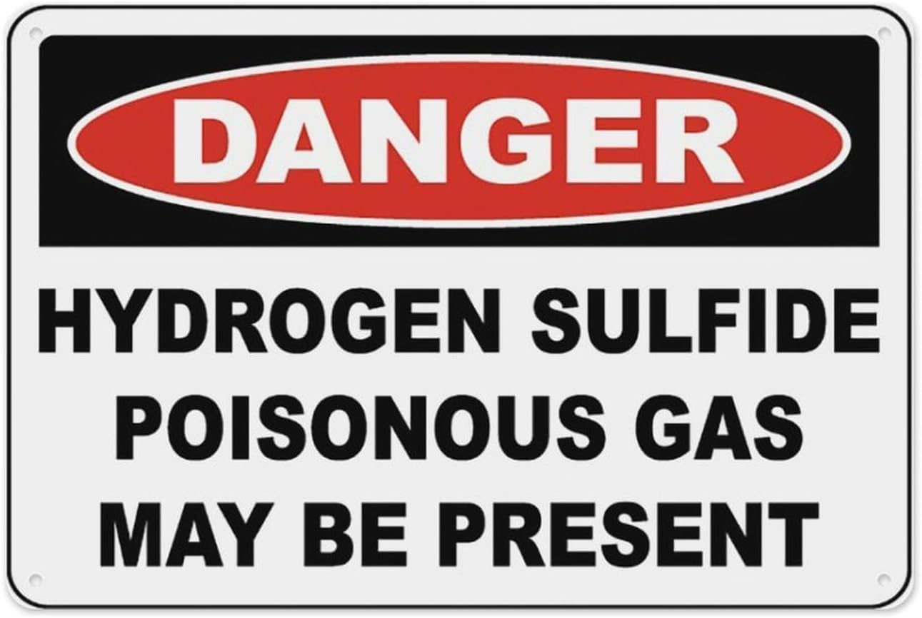 Danger Hydrogen Sulfide Gas Metal Sign Aluminum Warning Tin Signs For Outdoor Business Yard Lawn Sign Home Decor 8x12 Inch
