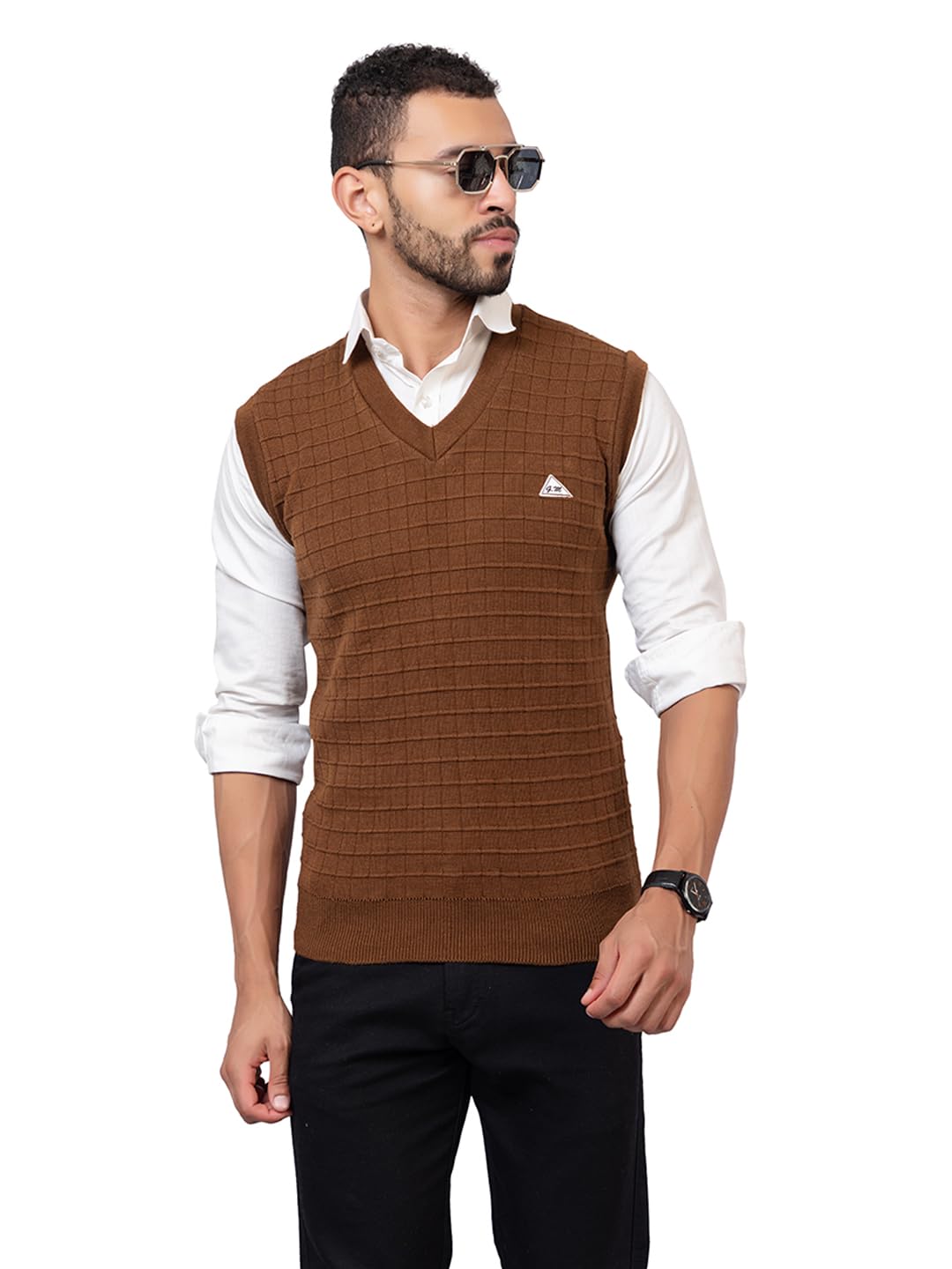 Men’s V-Neck Sleeveless Knitted Sweater Vest | Soft & Lightweight Acrylic Pullover | Ribbed Hem & Armholes | Comfortable Fit for Formal, Office & Casual Layering-image-24