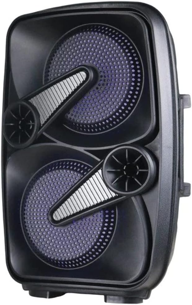 IQ Sound IQ-7265DJBT 2 X 6.5-inch Bluetooth Speaker with True Wireless Technology, Flashing Lights on Woofer, FM Radio, 1,000 Watts, Mic/SB/Micro/AUX Input, Built-in Handles add Remote Control (Grey)