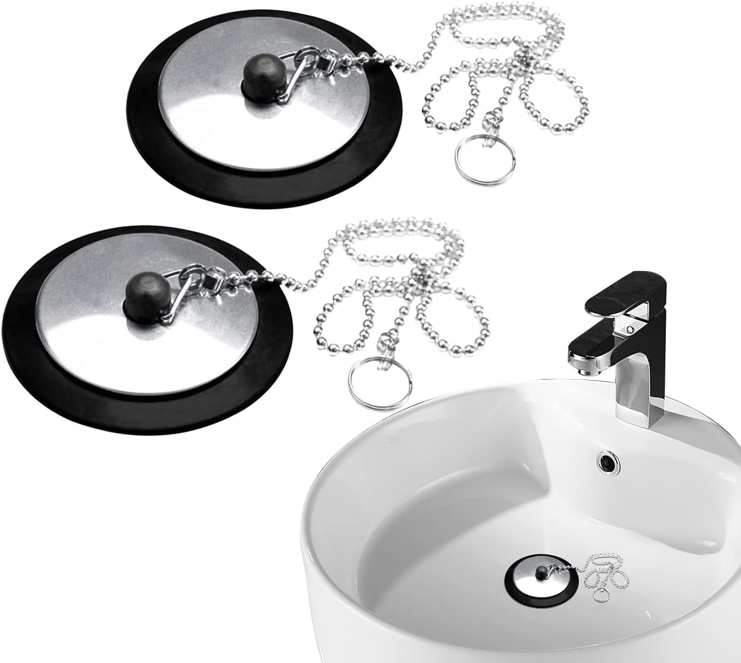 2 Pcs Universal Sink Plug, Bathroom Sink Plug Replacement, Drain Stopper for Bathroom Kitchen