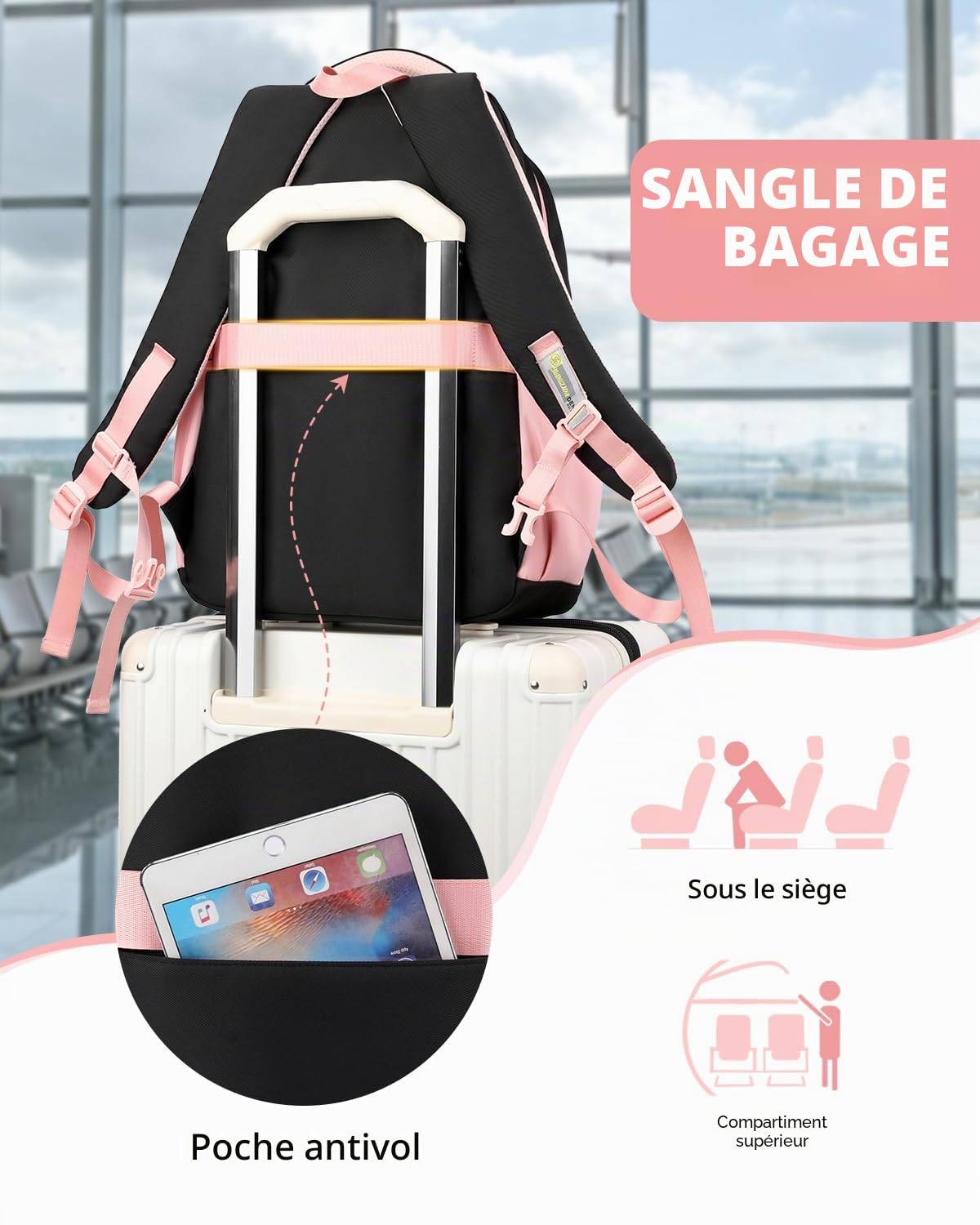 Amythe Cartable Fille Primaire et College, Sac Scolaire Filles Décontracté