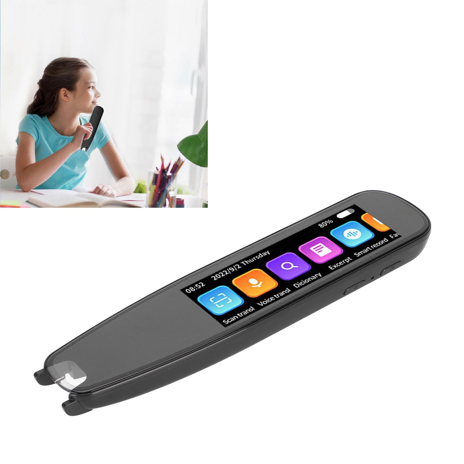 Bolígrafo de Traducción con Pantalla de 3,7 Pulgadas, Escáner en Línea/sin Conexión de 12 Idiomas, Traductor de Voz y Transcripción de Texto para Viajes, Estudio y Negocios, 99% de Precisión,