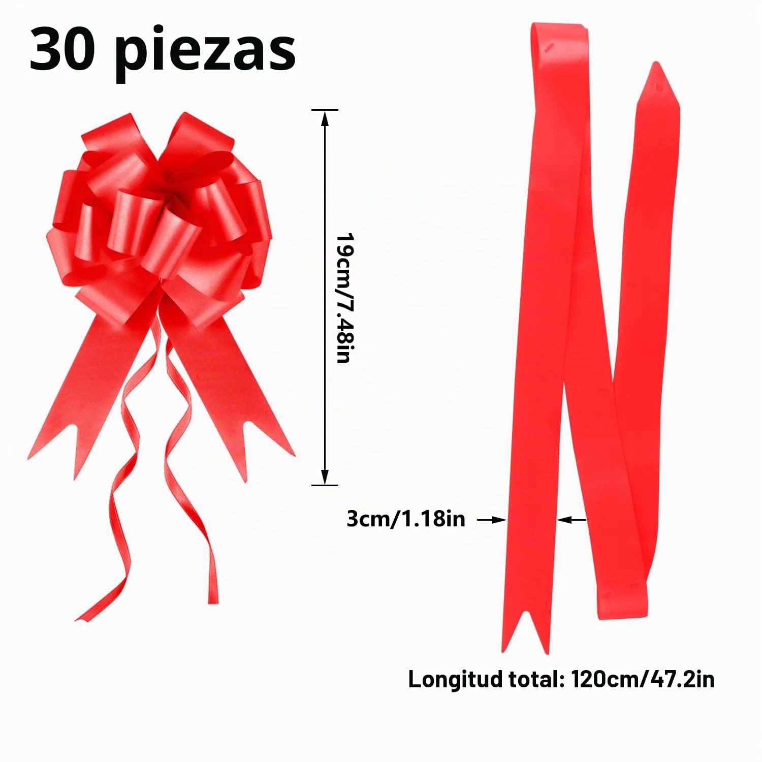 30 Pcs Lazo Regalo Rojo, Lazos Adorno Coche Boda, Lazos Decorativos Boda, Lazo Regalo Coche para Decoración Boda Mesa Coche Fiesta Comunión DIY