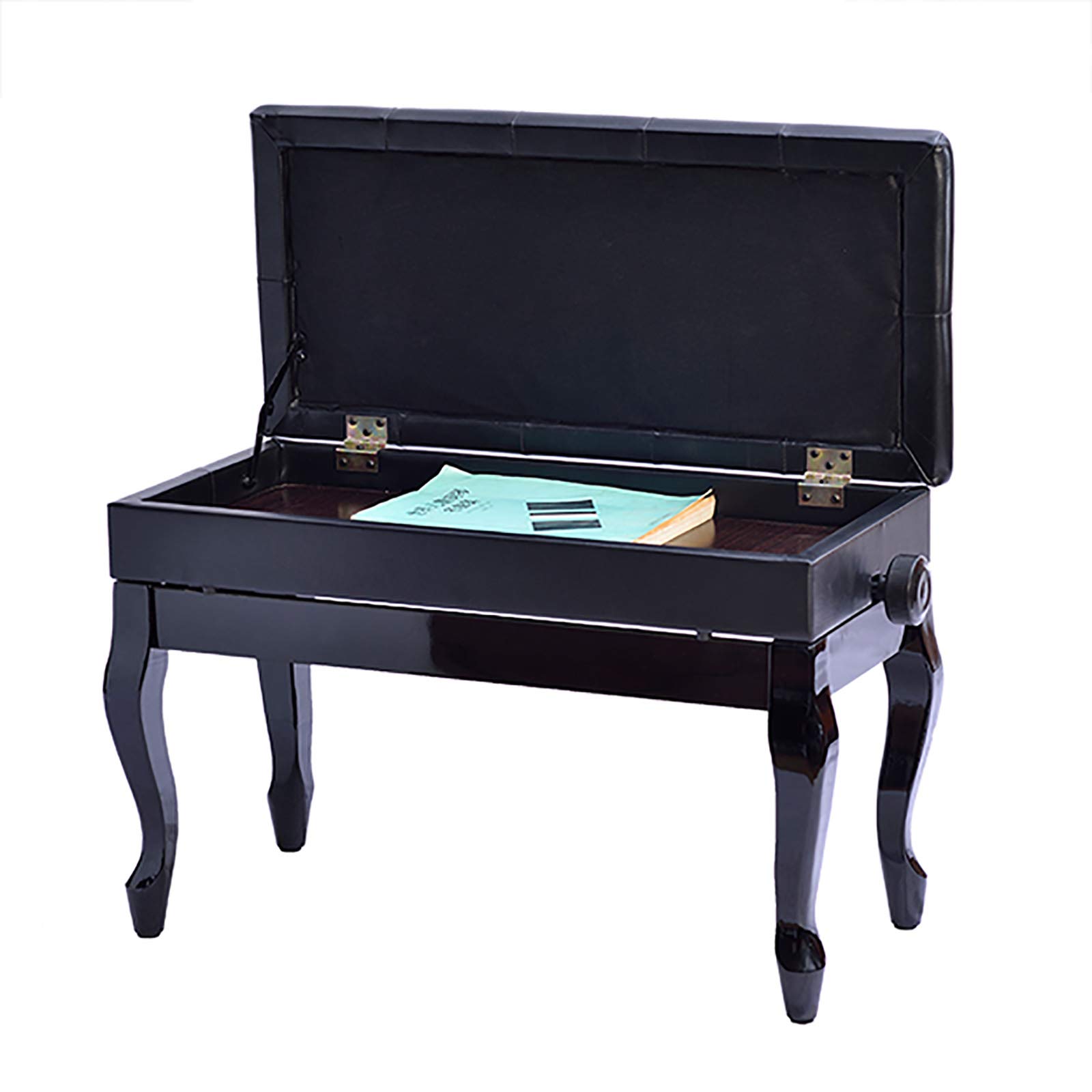 Panca regolabile per pianoforte con spazio di archiviazione, sgabello per pianoforte bianco per toeletta gambe piegate per esercitarsi con pianoforte elettrico, costruzione in legno