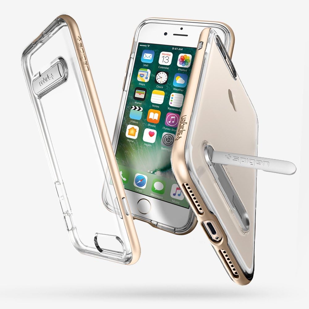 Spigen Crystal Hybrid iPhone 7 Plus/iPhone 8 Plus Case with Water-Mark Free Clear Case and Magnetic Metal Kickstand for Apple iPhone 7 Plus (2016) / iPhone 8 Plus (2017) - Champagne Gold