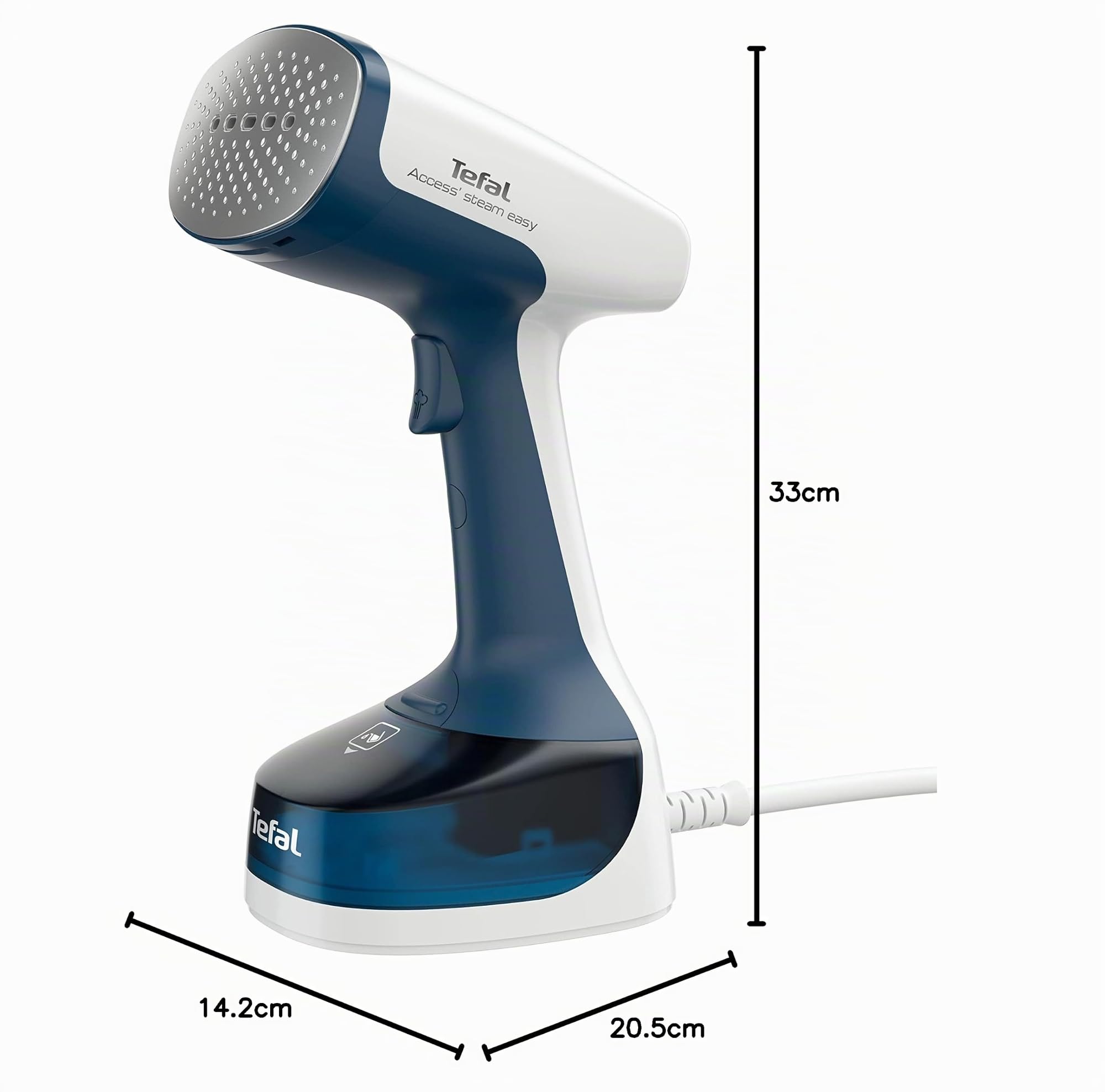Tefal DT7170 Access Steam Easy - Cepillo de vapor, 15 segundos de tiempo de calentamiento, 1400 W, hasta 25 g/min, depósito de agua de 150 ml, vapor de 8 minutos, cable de alimentación de 2,6 m,