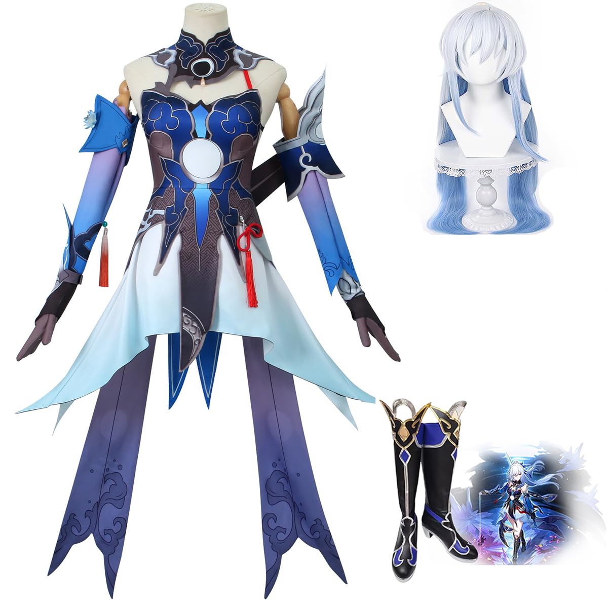 鏡流　コスプレ服と靴とウイッグセット Amazon.co.jp: 【COSPLEE】崩壊スターレイル 鏡流 コスプレ衣装