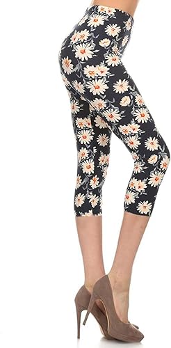 Leggings Depot Leggings de cintura alta con estampado floral y espacial para mujer, regular, Plus, 1X3X, 3X5X