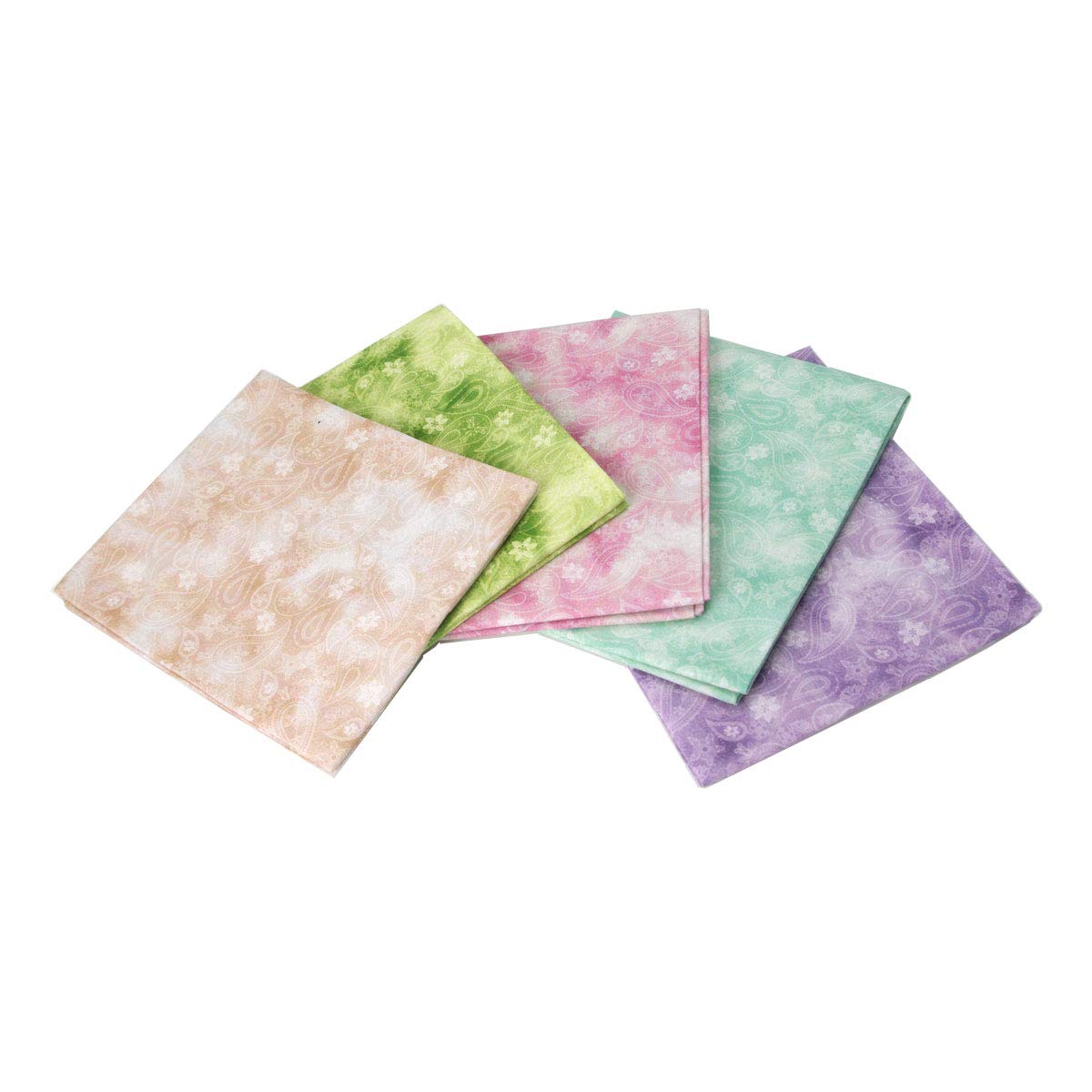 Sewing Online Fat Quarter Bundle 'Paisley '. 5 Pack of Machine Washable Cotton, Quilting Fabric Squares (FA217)